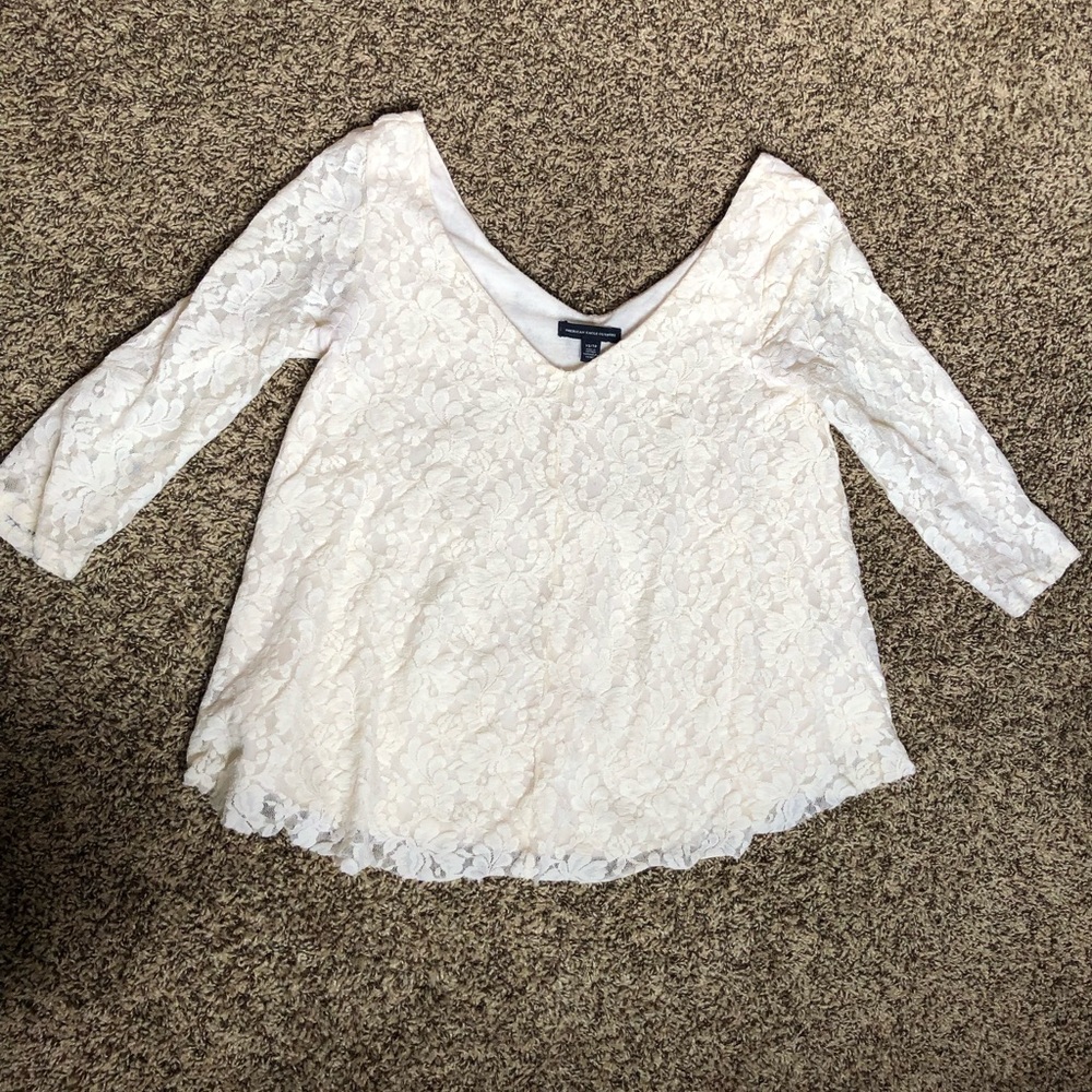 American Eagle cream lace top